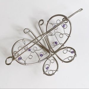 Silver beaded butterfly hair accessory fairy Y2K Whimsigoth wedding prom twee